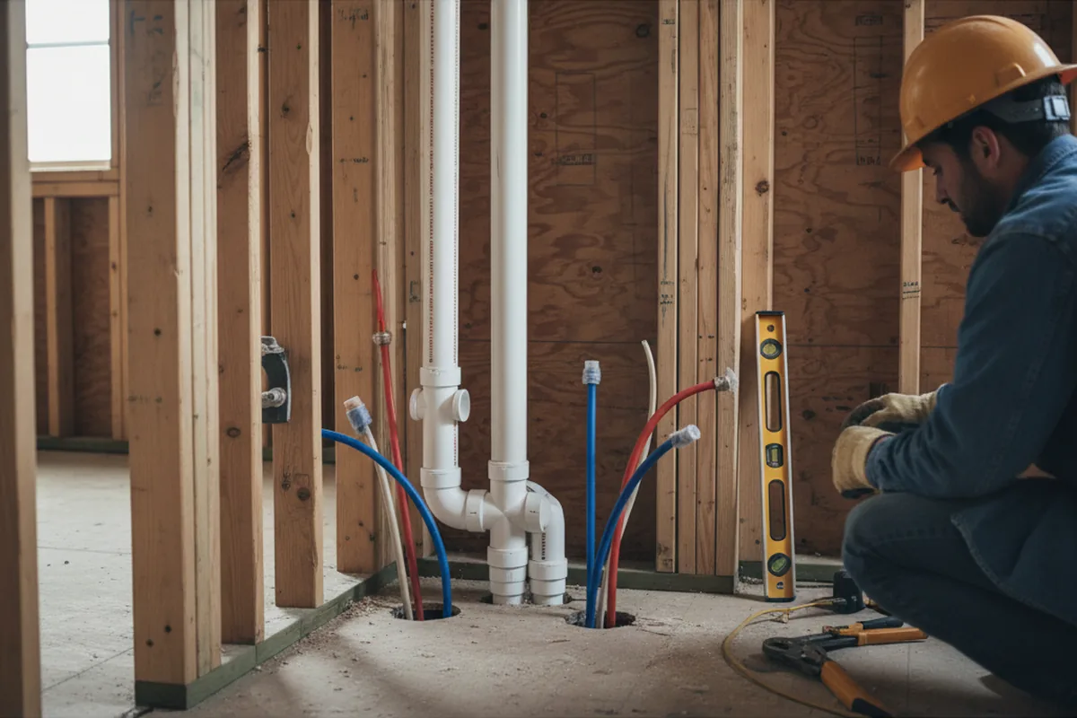 Drain and supply rough-in during Garbage Disposal Repair in Rumford